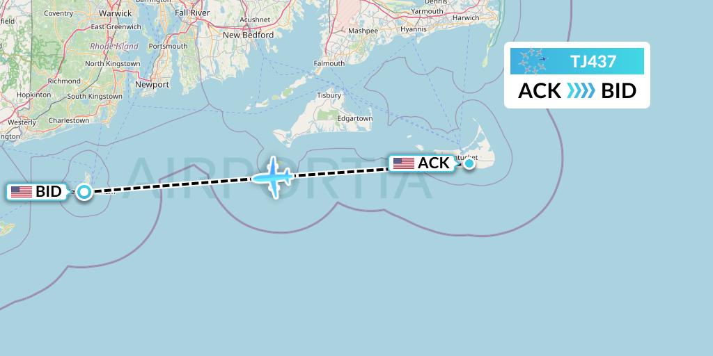 TJ437 Tradewind Aviation Flight Map: Nantucket to Block Island