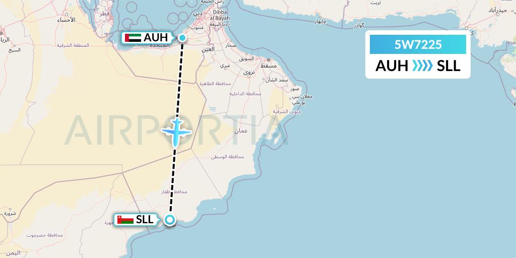 5W7225 Wizz Air Abu Dhabi Flight Map: Abu Dhabi to Salalah