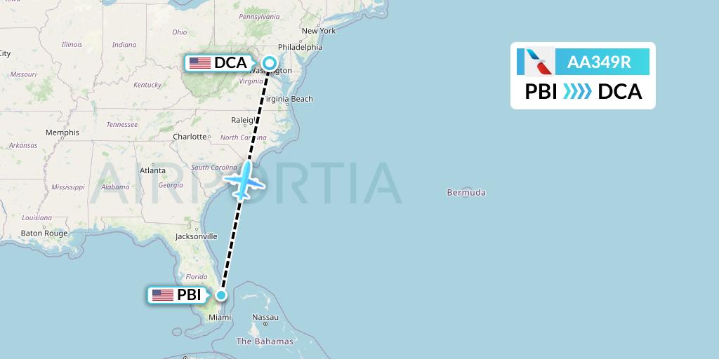 AA349R Flight Status American Airlines West Palm Beach to Washington