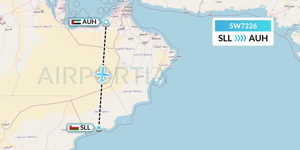 5W7226 Wizz Air Abu Dhabi Flight Map: Salalah to Abu Dhabi