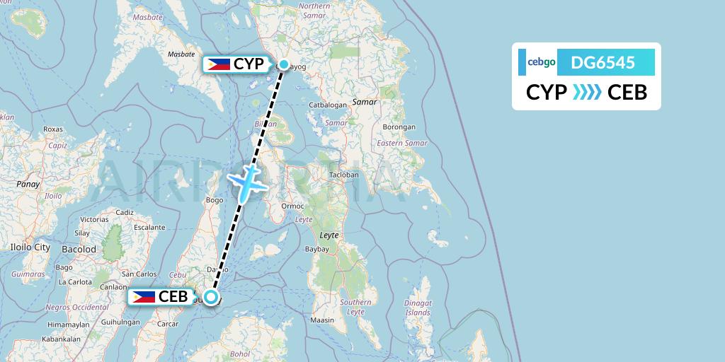 DG6545 Cebgo Flight Map: Calbayog to Cebu