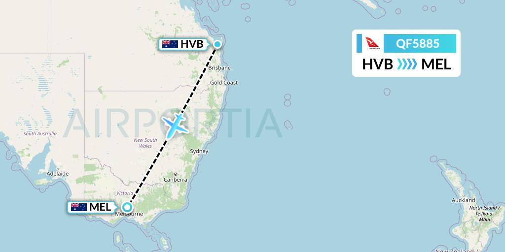 QF5885 Qantas Flight Map: Hervey Bay to Melbourne