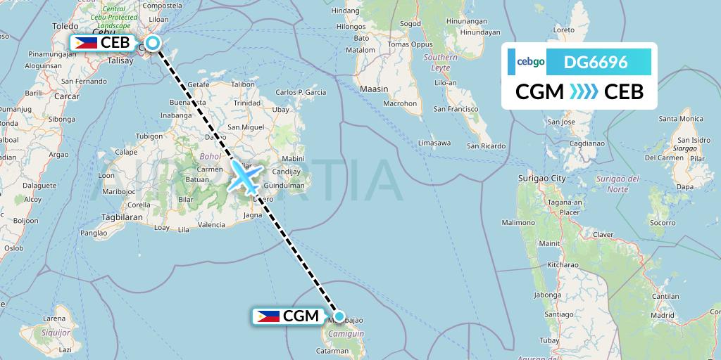 DG6696 Cebgo Flight Map: Philippines to Cebu