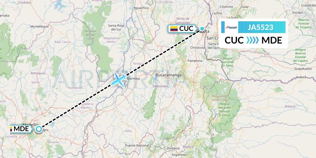 JA5523 JetSMART Flight Map: Cucuta to Medellin