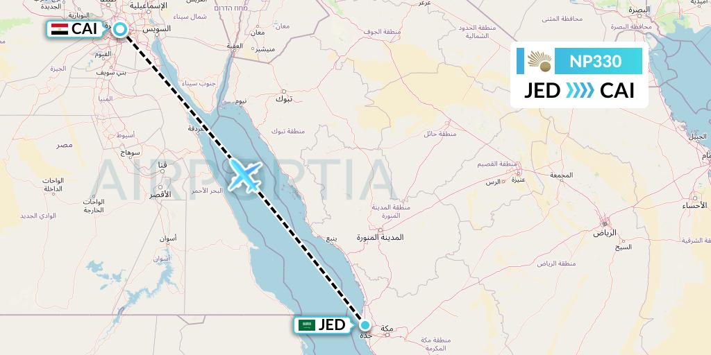 NP330 Nile Air Flight Map: Jeddah to Cairo