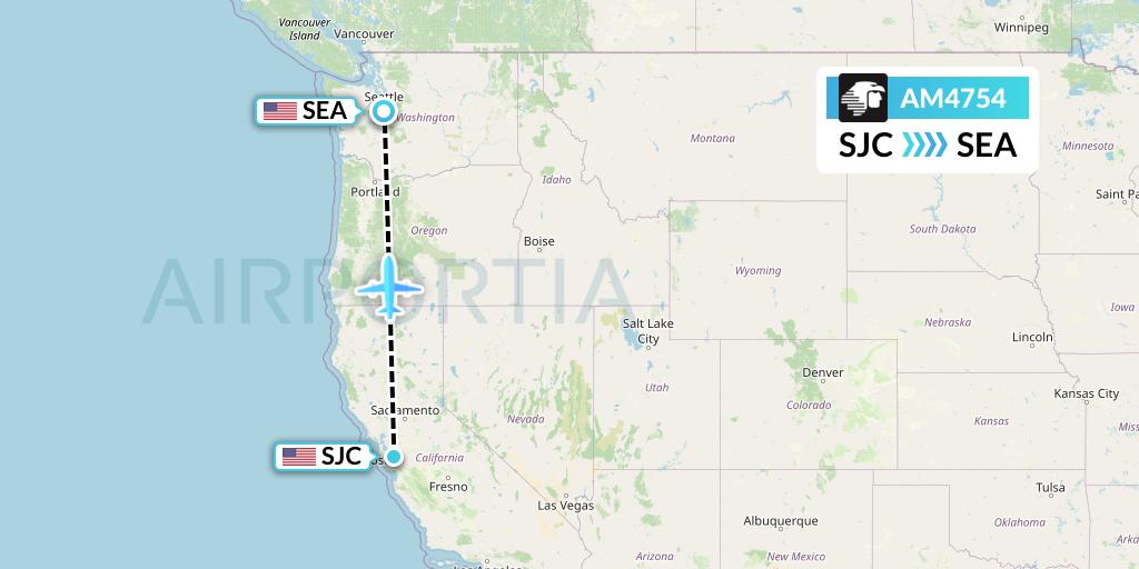 AM4754 Aeromexico Flight Map: San Jose to Seattle