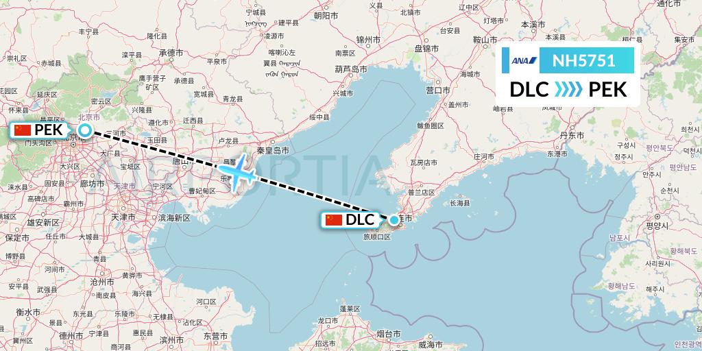 NH5751 All Nippon Airways Flight Map: Dalian to Beijing