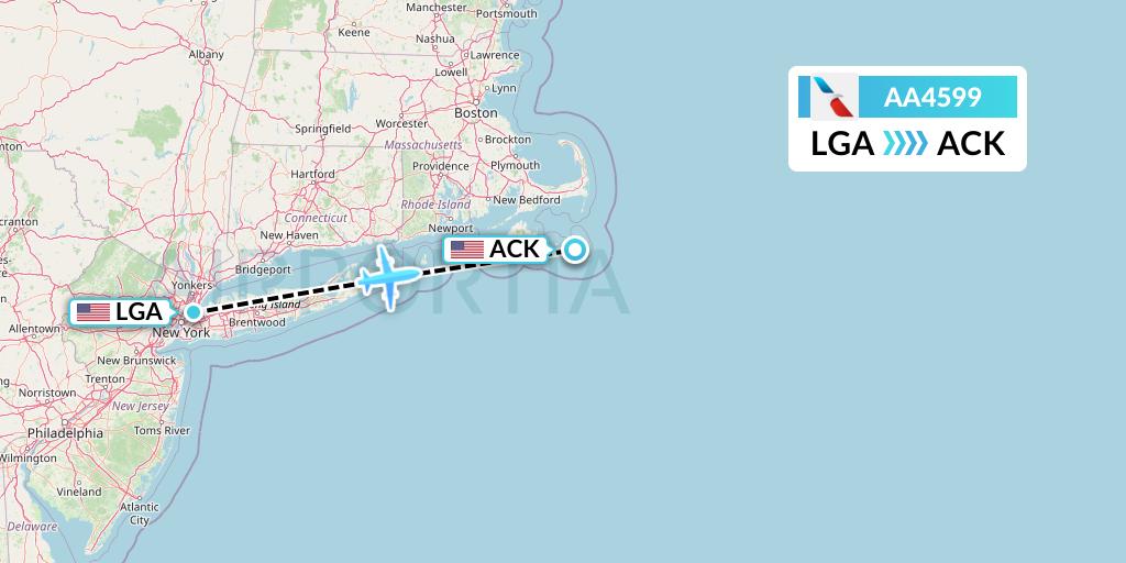 AA4599 American Airlines Flight Map: New York to Nantucket