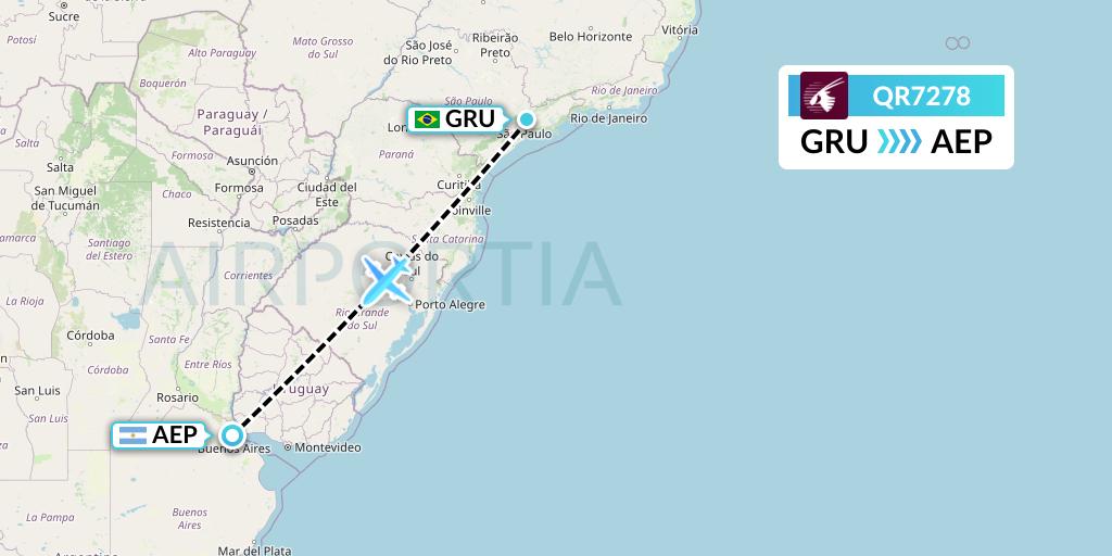 QR7278 Qatar Airways Flight Map: Sao Paulo to Buenos Aires