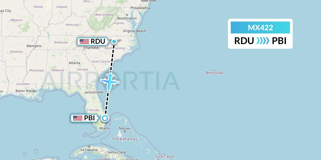 rdu to pbi one way