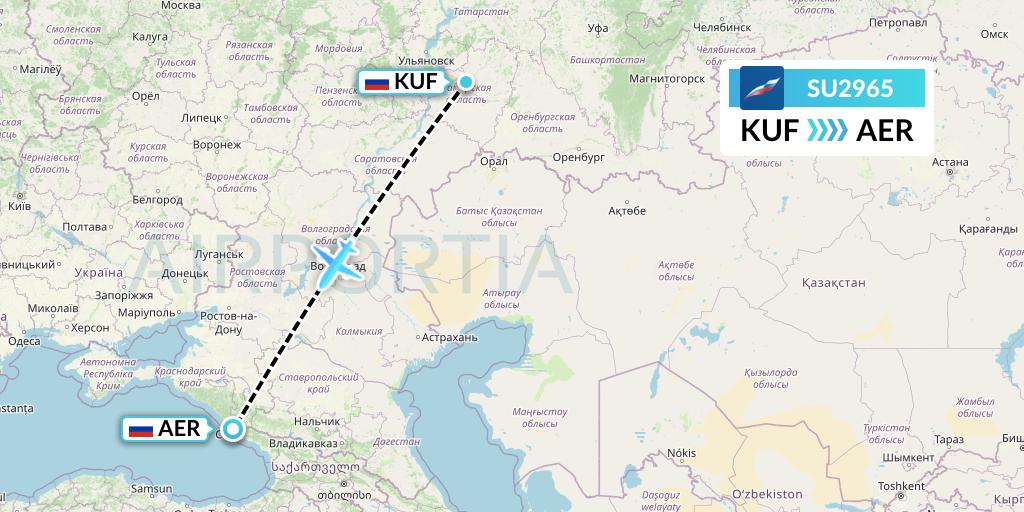 SU2965 Aeroflot Flight Map: Samara to Sochi