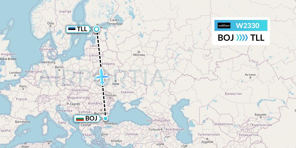 W2330 Flex Flight Flight Map: Burgas to Tallinn