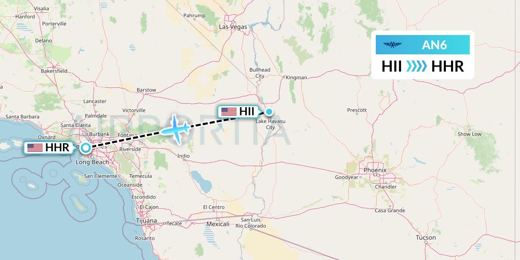 AN6 Advanced Air Flight Map: Lake Havasu City to Hawthorne