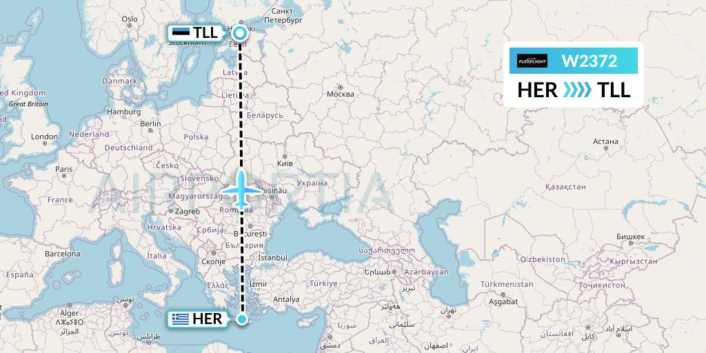W2372 Flex Flight Flight Map: Heraklion to Tallinn