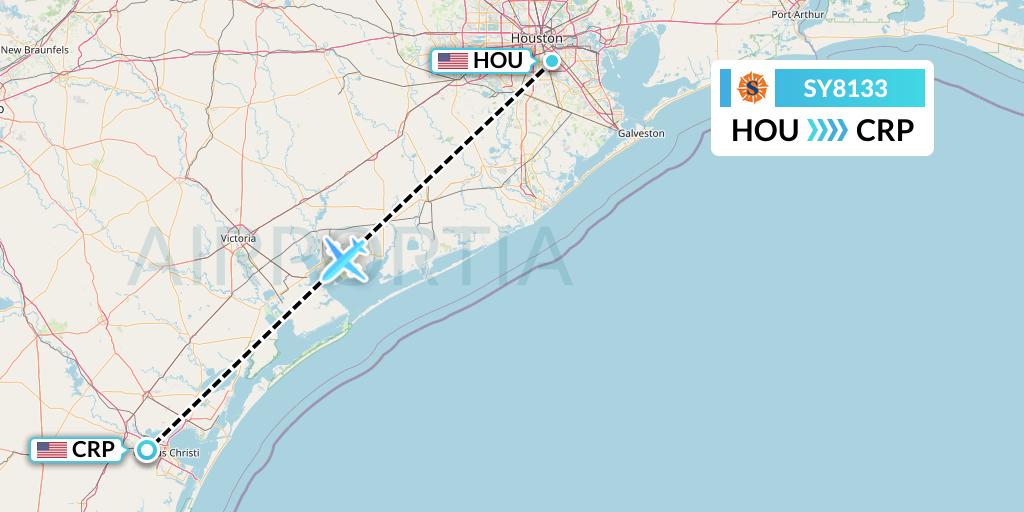 SY8133 Sun Country Airlines Flight Map: Houston to Corpus Christi