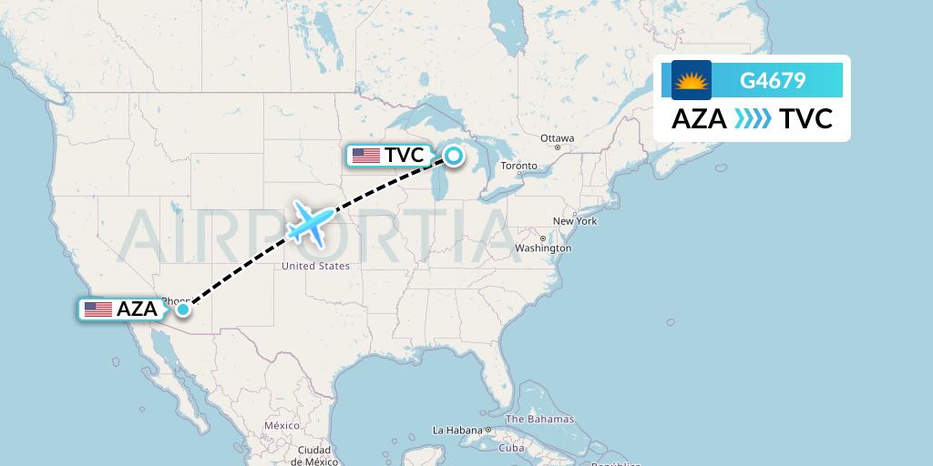 G4679 Allegiant Air Flight Map: Phoenix to Traverse City