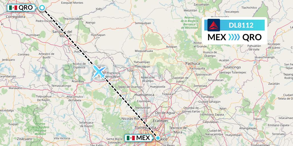 DL8112 Flight Status Delta Air Lines Mexico City to Queretaro (DAL8112)