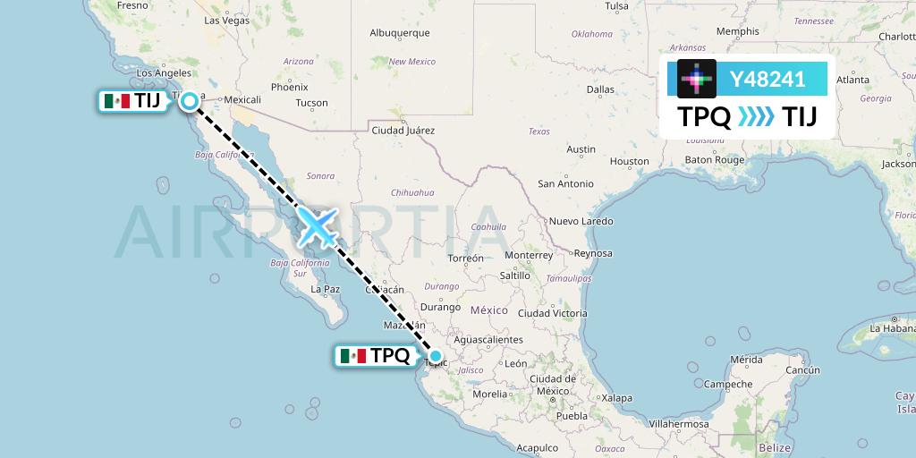 Y48241 Volaris Flight Map: Tepic to Tijuana