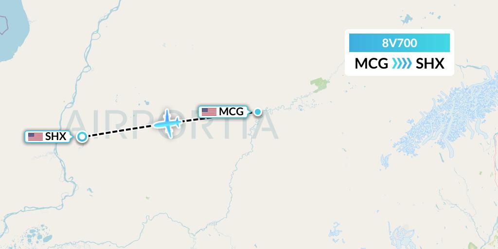 8V700 Wright Air Service Flight Map: McGrath to Shageluk
