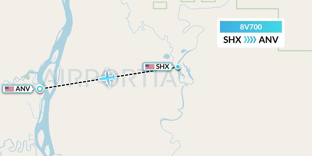8V700 Wright Air Service Flight Map: Shageluk to Anvik