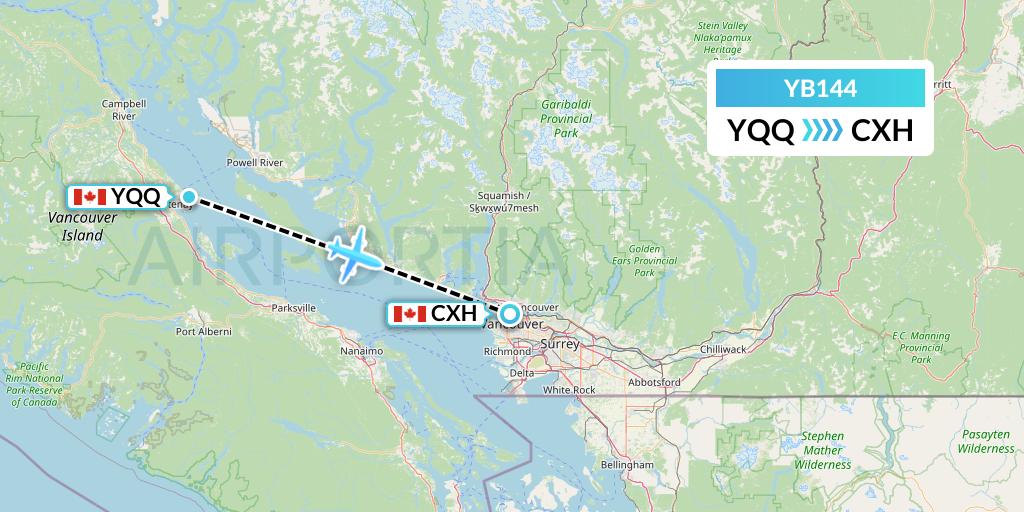 YB144 Harbour Air Seaplanes Flight Map: Comox to Vancouver