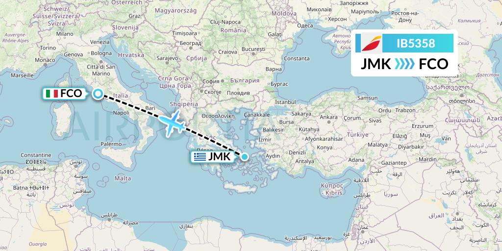 IB5358 Flight Status Iberia: Mykonos to Rome (IBE5358)