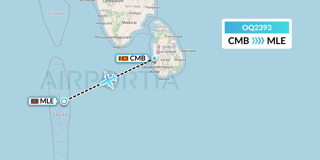 OQ2393 Chongqing Airlines Flight Map: Colombo to Male