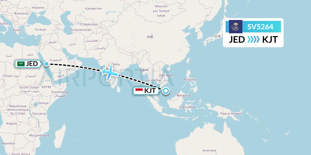 SV5264 Saudi Arabian Airlines Flight Map: Jeddah to Bandung