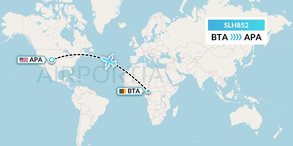 SLH852 Silverhawk Aviation Flight Map: Bertoua to Denver