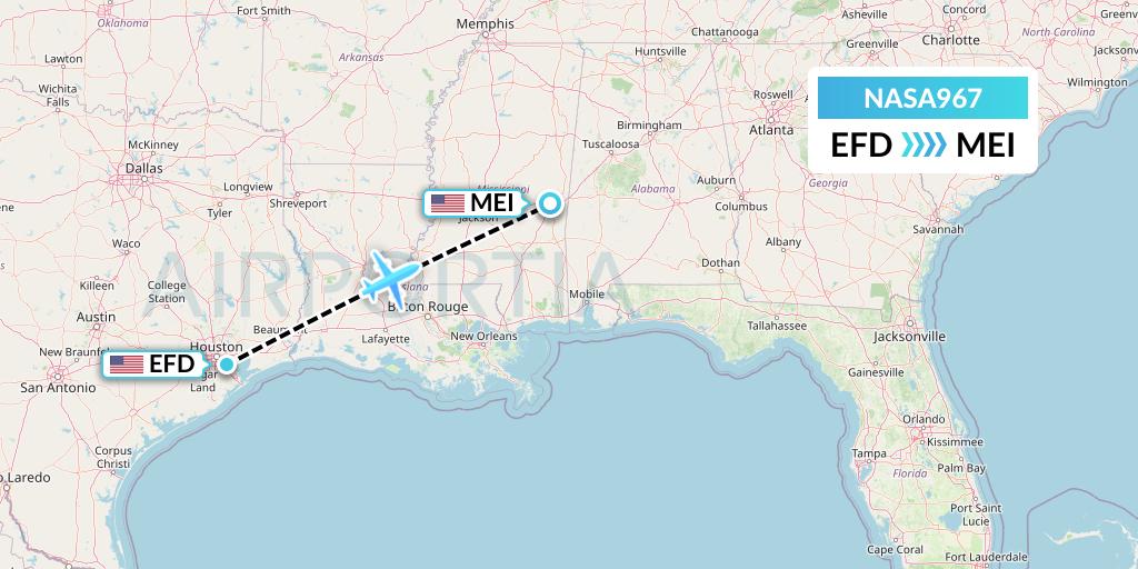 NASA967 Nasair Flight Map: Houston to Meridian
