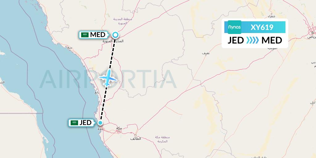 XY619 Flynas Flight Map: Jeddah to Medina