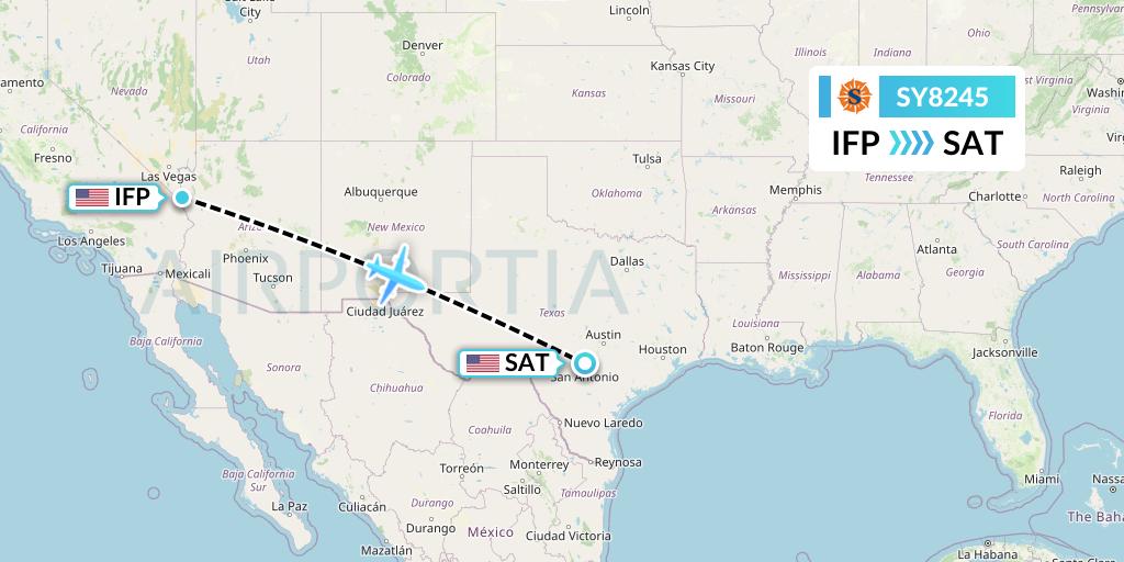 SY8245 Sun Country Airlines Flight Map: Bullhead City to San Antonio