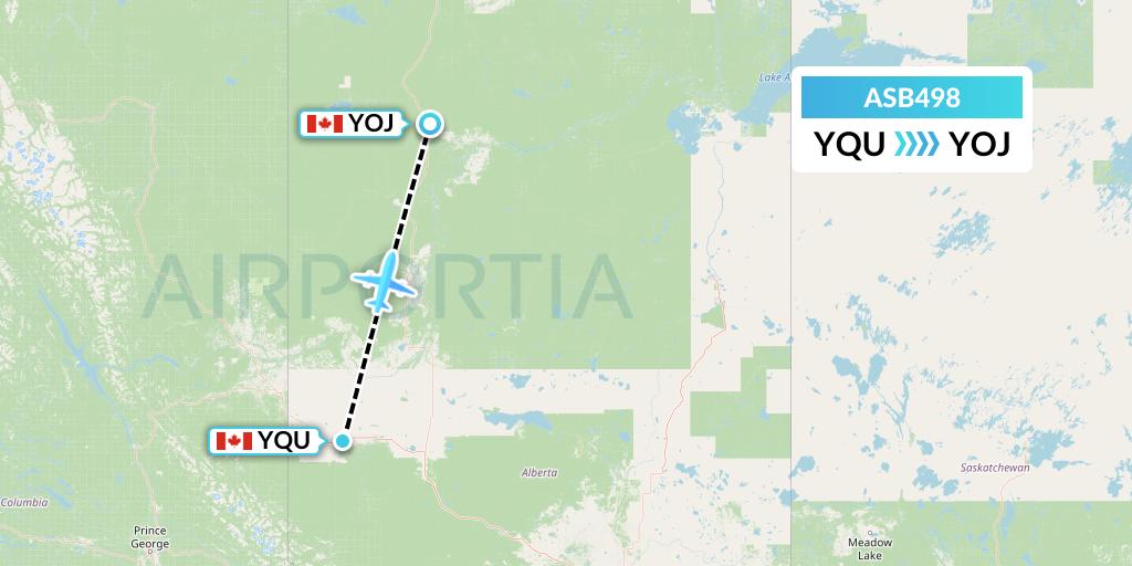 ASB498 Air Spray Flight Map: Grande Prairie to High Level