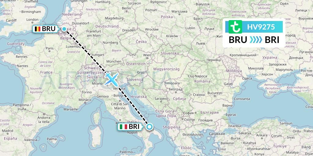 HV9275 Transavia Flight Map: Brussels to Bari
