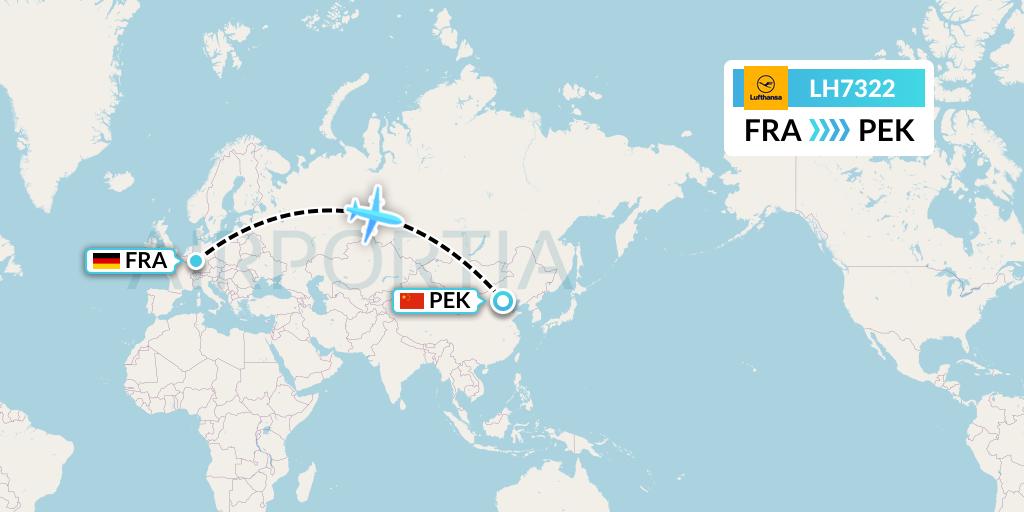 LH7322 Lufthansa Flight Map: Frankfurt to Beijing