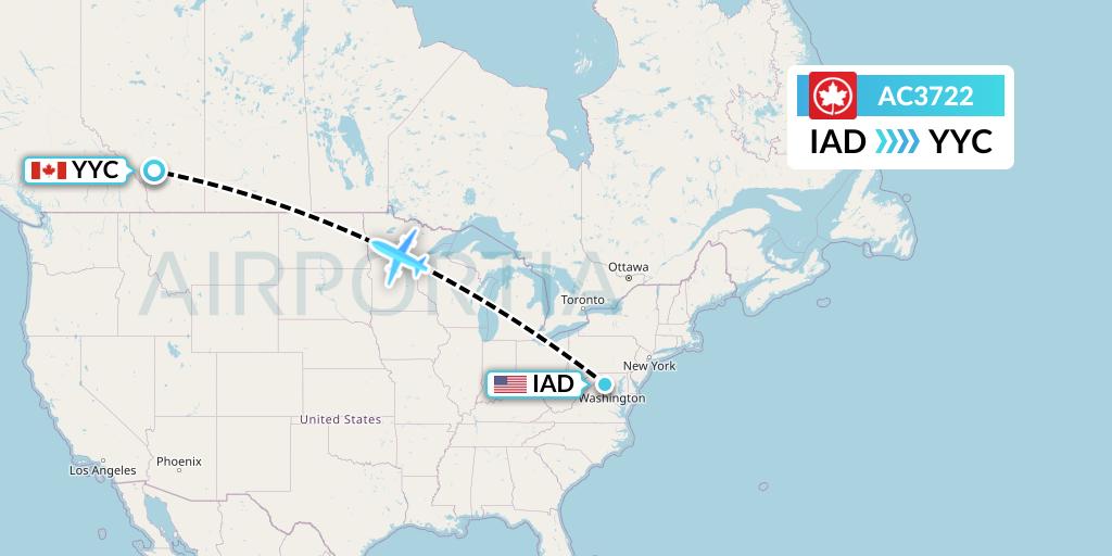 AC3722 Air Canada Flight Map: Washington to Calgary