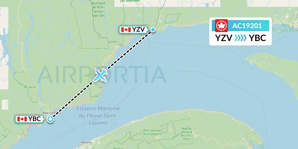 AC19201 Flight Status Air Canada SeptIles to Baie Comeau (ACA19201)