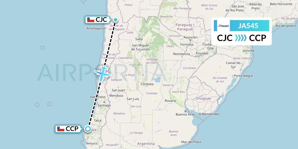 JA545 JetSMART Flight Map: Calama to Concepcion