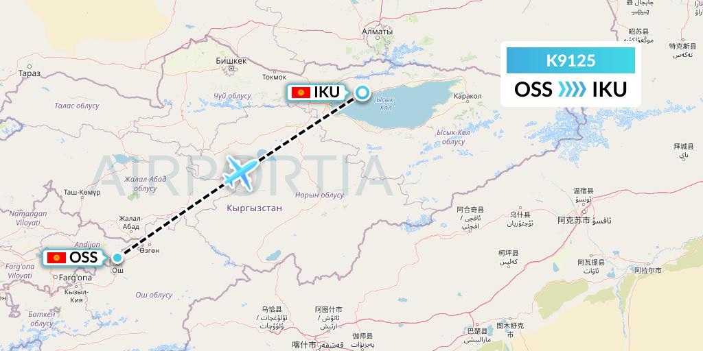 K9125 Kalitta Charters Flight Map: Osh to Tamchy