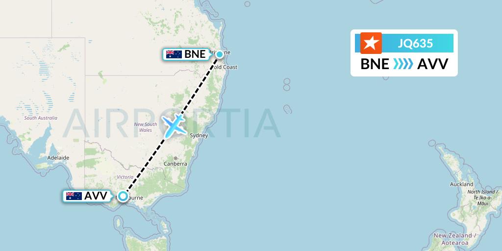 JQ635 Jetstar Airways Flight Map: Brisbane to Melbourne
