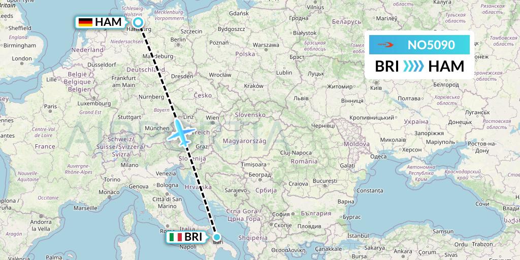 NO5090 Neos Flight Map: Bari to Hamburg