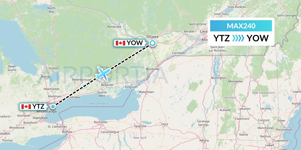 MAX240 Max Aviation Flight Map: Toronto to Ottawa