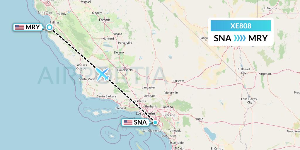 XE808 Jsx Flight Map: Orange County to Monterey