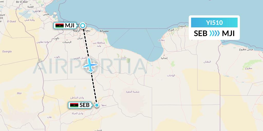 YI510 Fly Oya Flight Map: Sabha to Tripoli