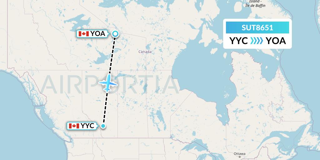 SUT8651 Summit Air Ltd. Flight Map: Calgary to Ekati