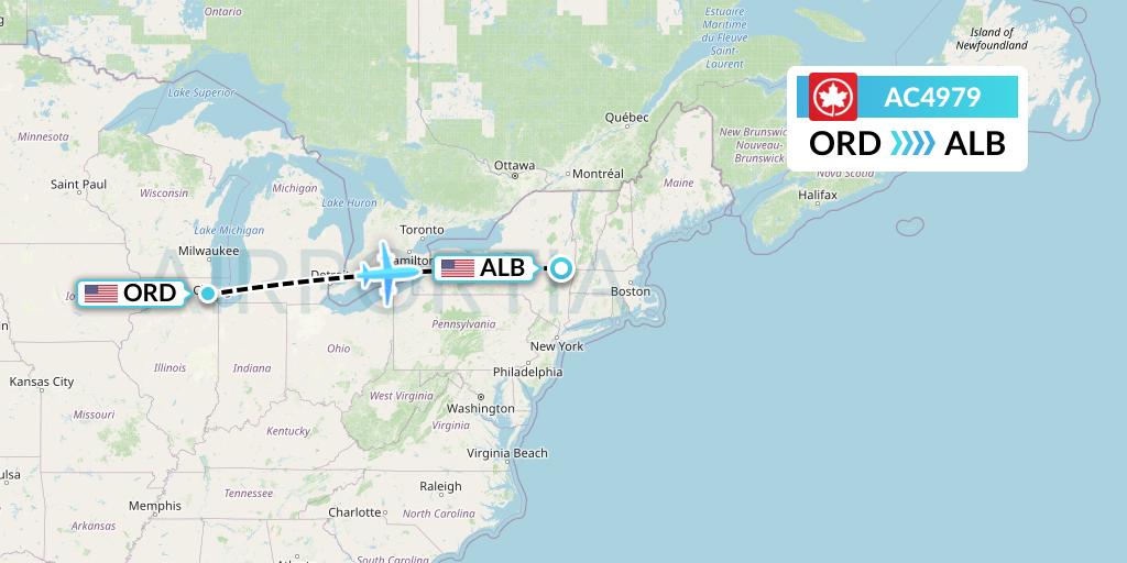 AC4979 Air Canada Flight Map: Chicago to Albany