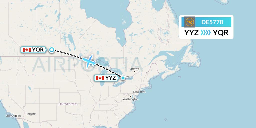 DE5778 Condor Flight Map: Toronto to Regina