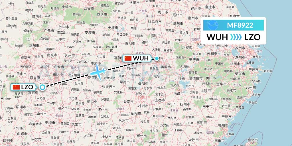MF8922 Flight Status Xiamen Airlines: Wuhan to Luzhou (CXA8922)