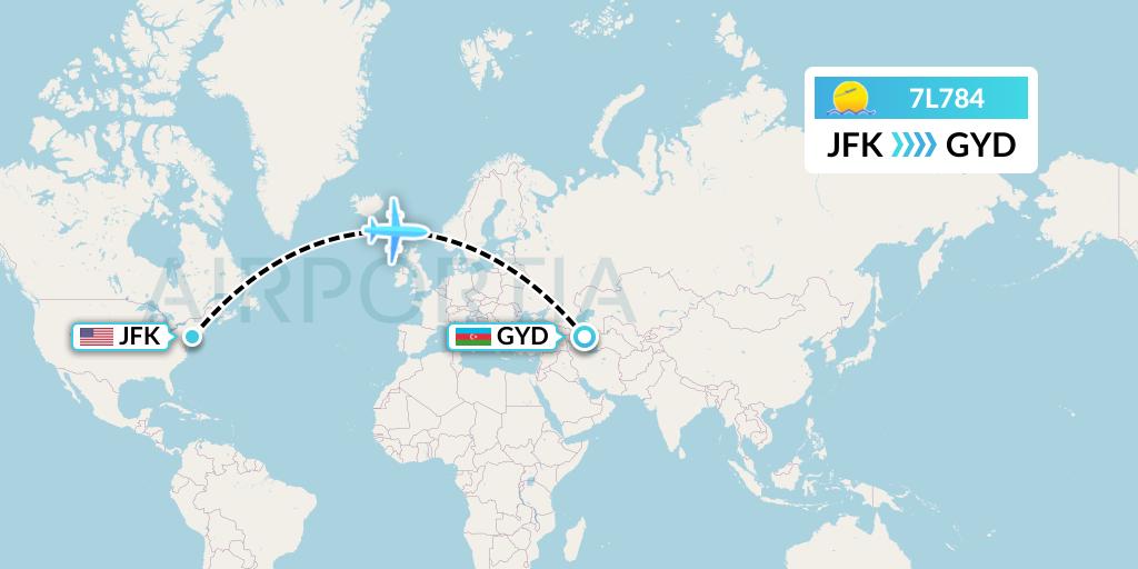 7L784 Silk Way West Airlines Flight Map: New York to Baku