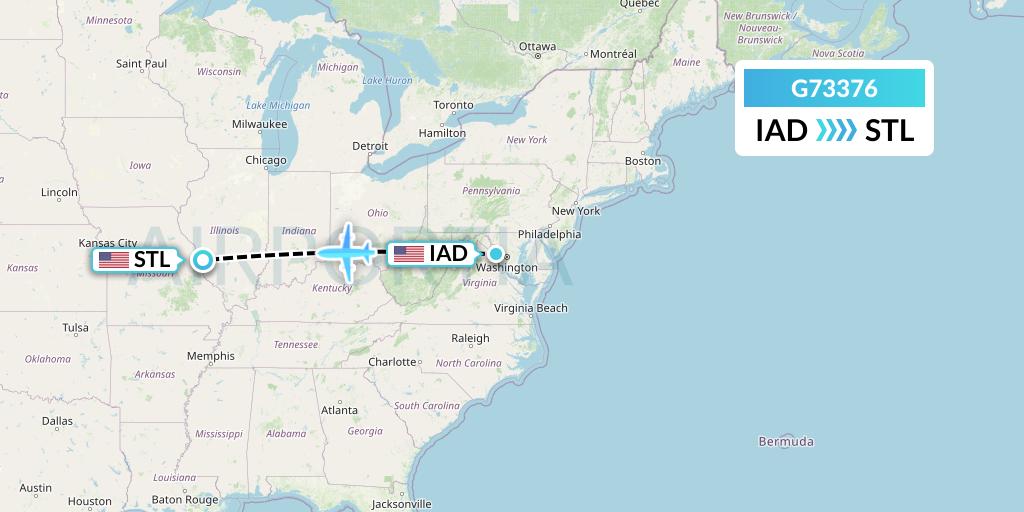 G73376 GoJet Flight Map: Washington to St. Louis